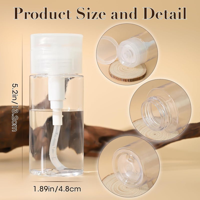 ETTSNU 3 Pack Push Down Pump Dispenser,Clear Push Top Empty Bottles with DIY Stickers for Alcohol,Nail Polish,Makeup Remover,Toner (100ml) - Image 2